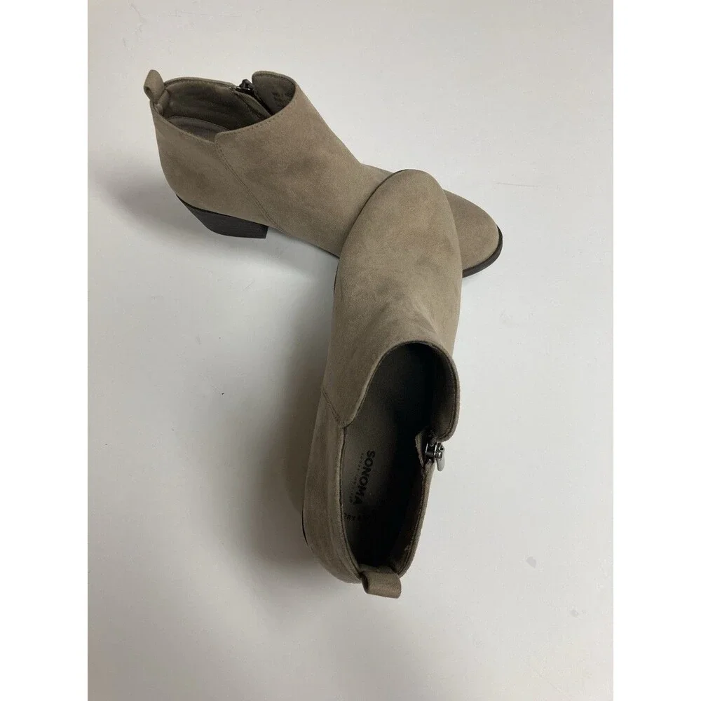 Sonoma Milford Beige Ankle Bootie Zip Comfort Memory Foam Round Toe US 9 M